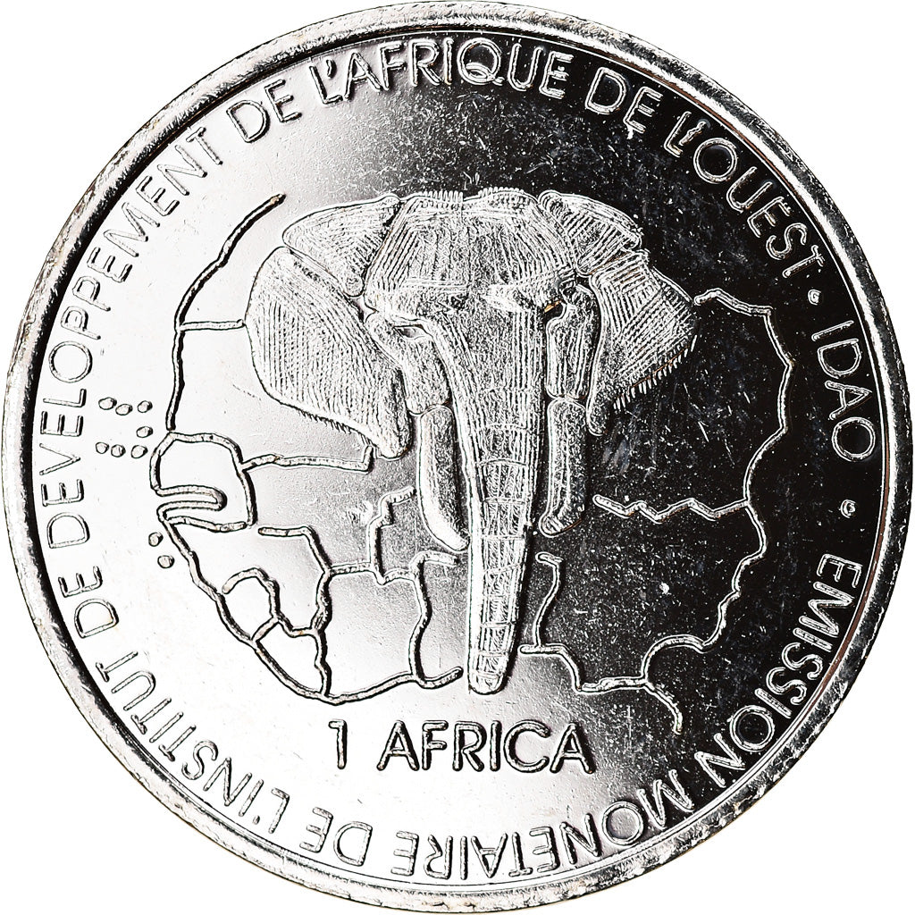 Coin, Benin, 1500 CFA Francs-1 Africa, 2003, Buffle, MS(63), Nickel plated