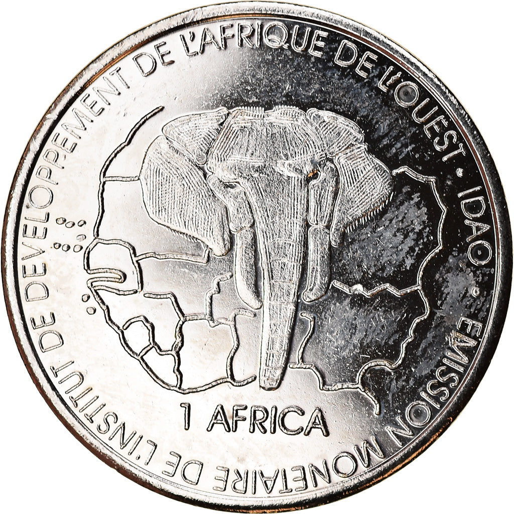 Moneda, Benín, 1500 CFA Francs-1 Africa, 2003, Buffle, SC, Níquel chapado en