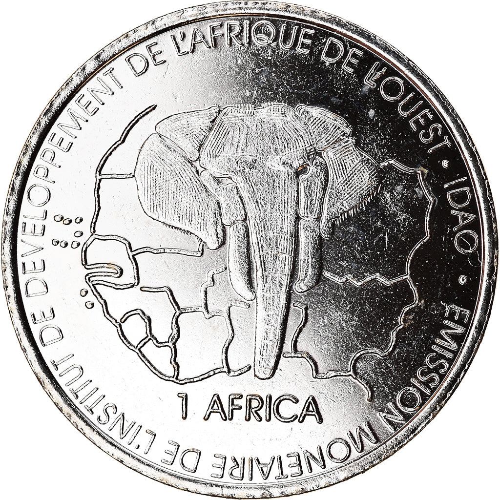 Coin, Benin, 1500 CFA Francs-1 Africa, 2003, Buffle, MS(63), Nickel plated