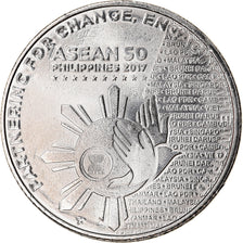 Coin, Philippines, Piso, 2017, Présidence de l'ASEAN, MS(63), Nickel plated