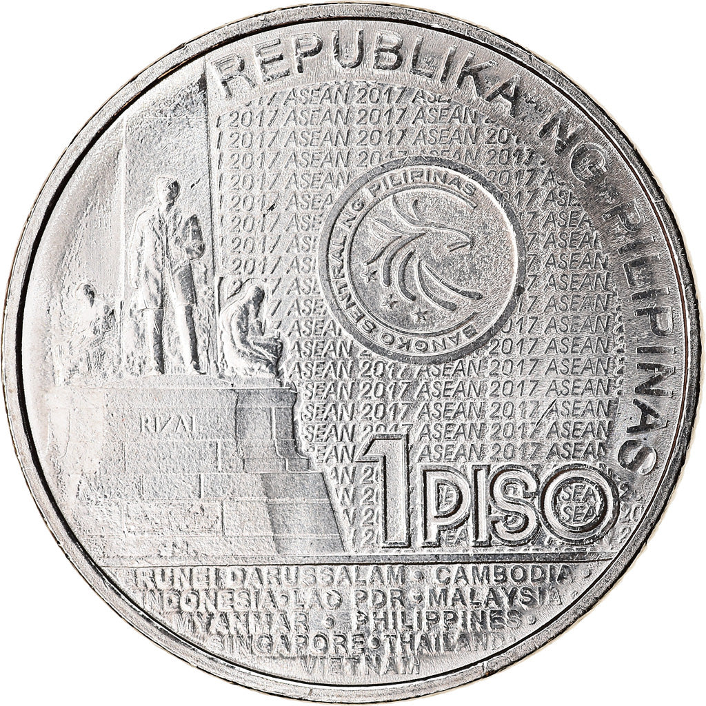 Coin, Philippines, Piso, 2017, Présidence de l'ASEAN, MS(63), Nickel plated