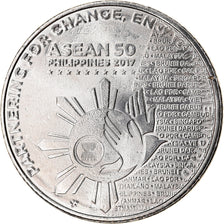 Coin, Philippines, Piso, 2017, Présidence de l'ASEAN, MS(63), Nickel plated