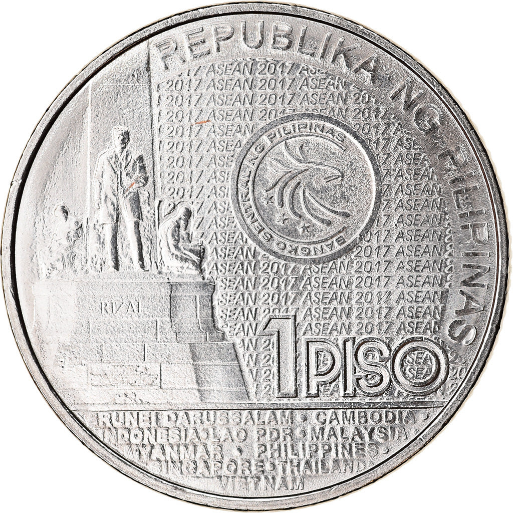 Coin, Philippines, Piso, 2017, Présidence de l'ASEAN, MS(63), Nickel plated