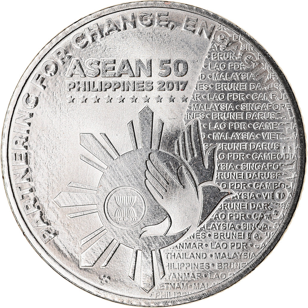 Coin, Philippines, Piso, 2017, Présidence de l'ASEAN, MS(63), Nickel plated