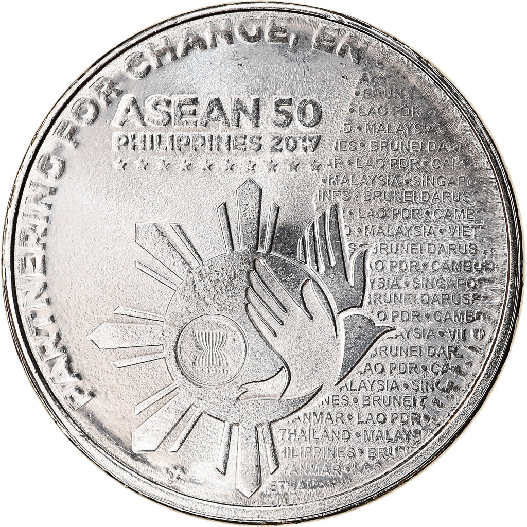 Coin, Philippines, Piso, 2017, Présidence de l'ASEAN, MS(63), Nickel plated