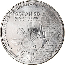 Coin, Philippines, Piso, 2017, Présidence de l'ASEAN, MS(63), Nickel plated