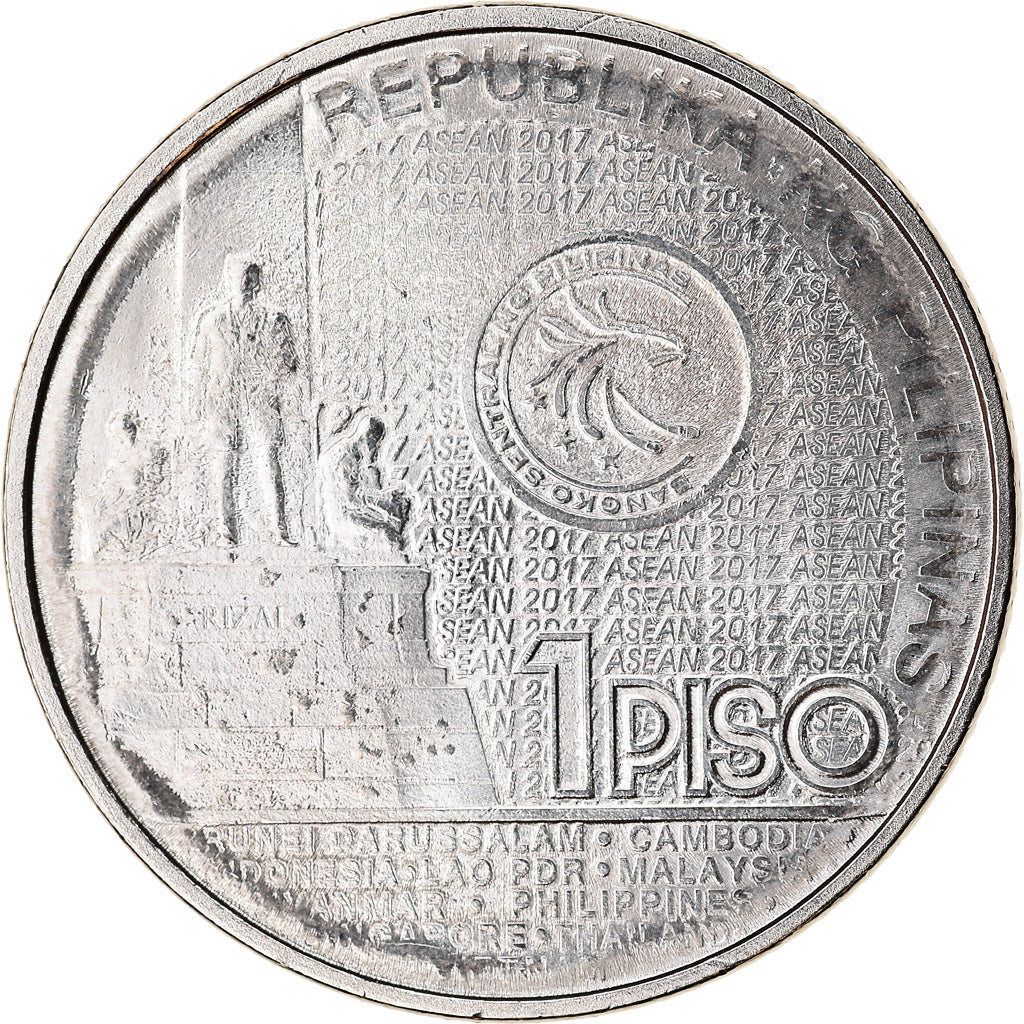 Coin, Philippines, Piso, 2017, Présidence de l'ASEAN, MS(63), Nickel plated