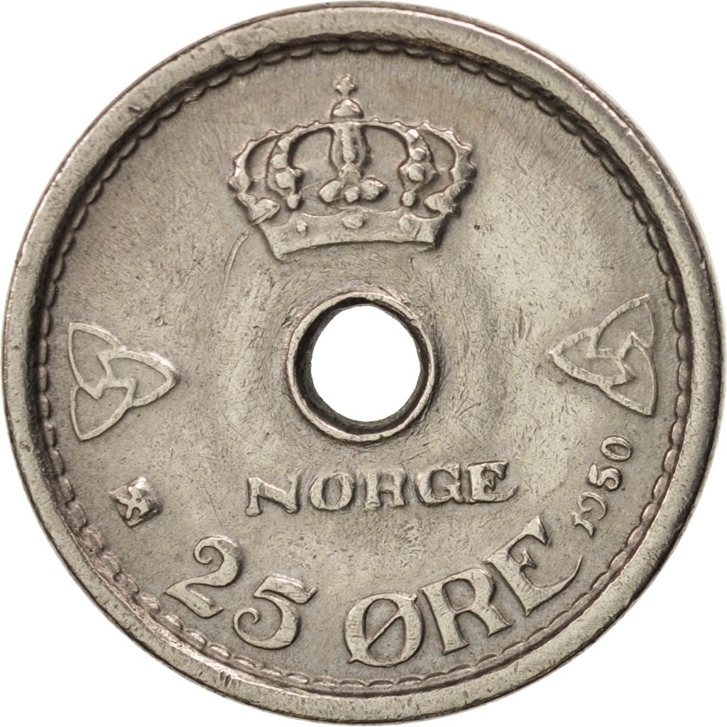 Norway, Haakon VII, 25 Öre, 1950, EF(40-45), Copper-nickel, KM:384