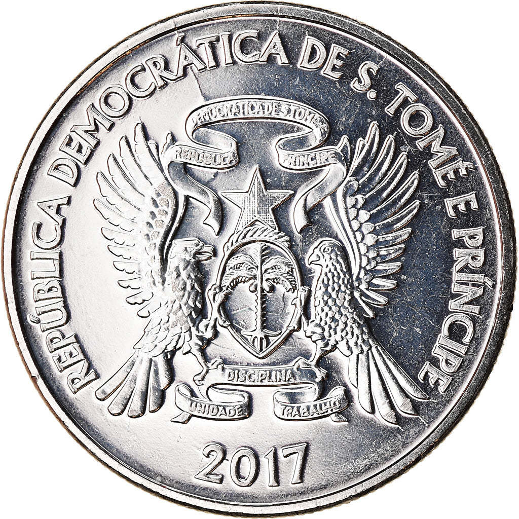 Coin, SAINT THOMAS & PRINCE ISLAND, Dobra, 2017, MS(63), Nickel plated steel