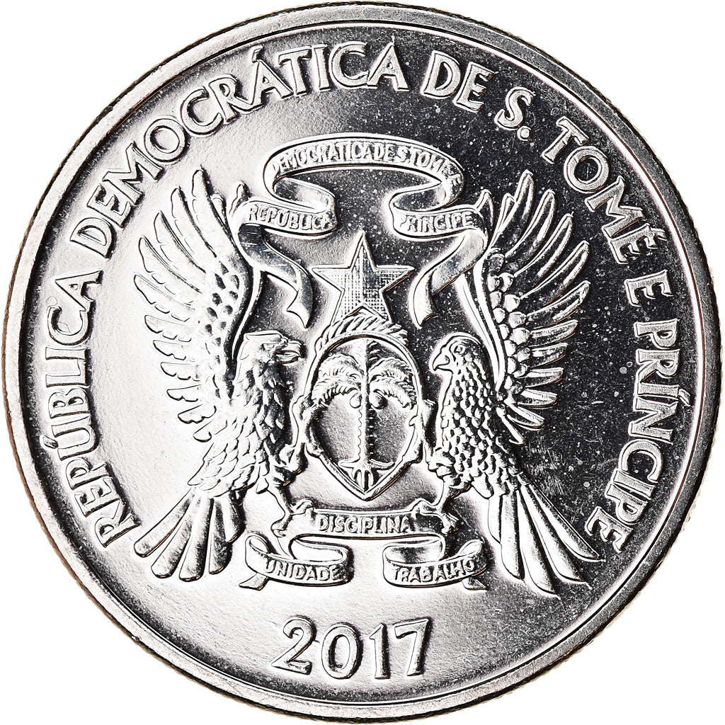 Coin, SAINT THOMAS & PRINCE ISLAND, Dobra, 2017, MS(63), Nickel plated steel