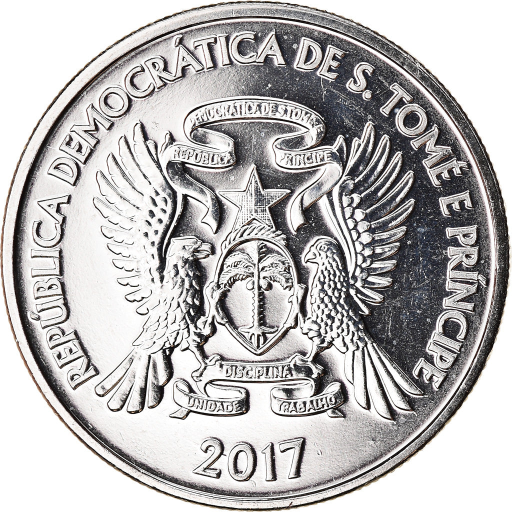 Coin, SAINT THOMAS & PRINCE ISLAND, Dobra, 2017, MS(63), Nickel plated steel
