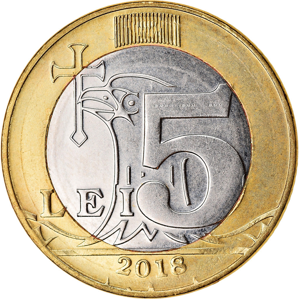 Moneta, Moldava, 5 Lei, 2018, SPL, Bi-metallico