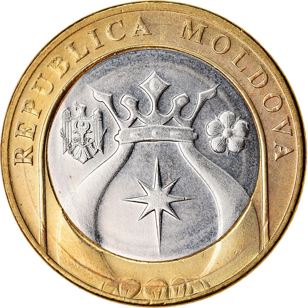 Moneta, Mołdawia, 5 Lei, 2018, MS(63), Bimetaliczny