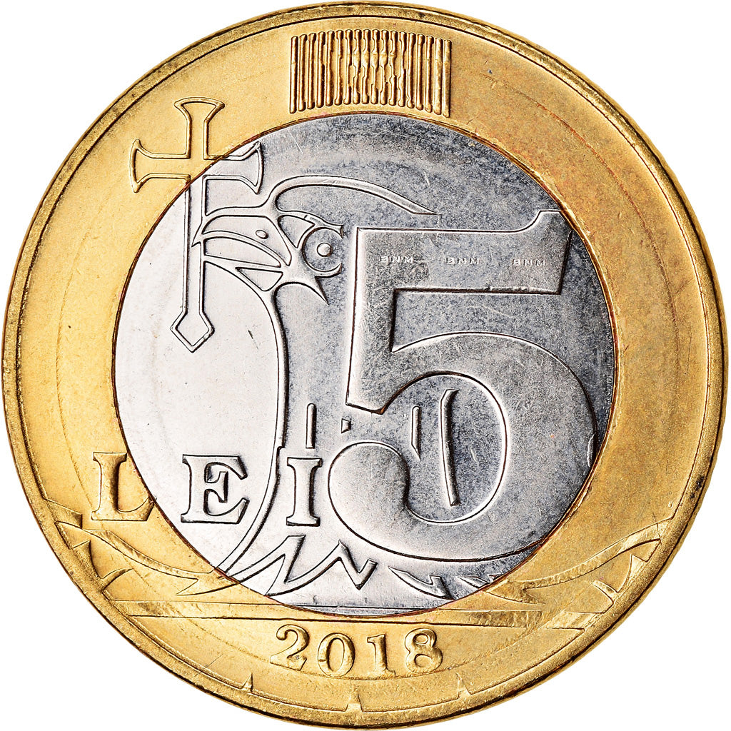 Coin, Moldova, 5 Lei, 2018, MS(63), Bi-Metallic
