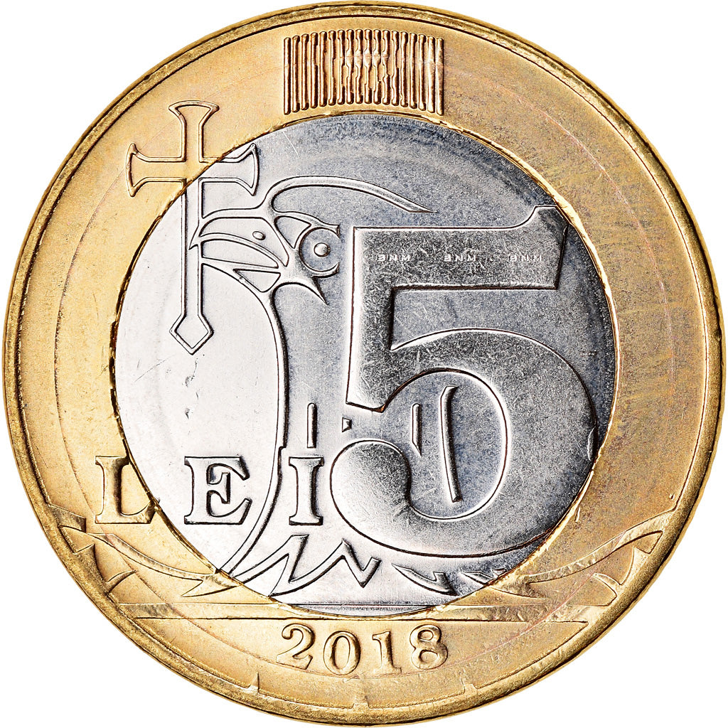 Moneta, Moldava, 5 Lei, 2018, SPL, Bi-metallico