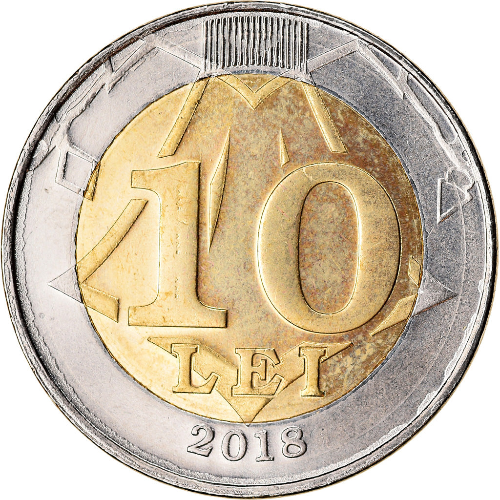 Coin, Moldova, 10 Lei, 2018, MS(63), Bi-Metallic