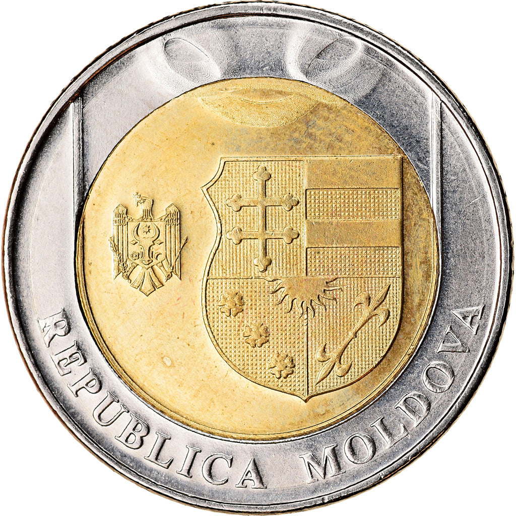 Moneta, Mołdawia, 10 Lei, 2018, MS(63), Bimetaliczny