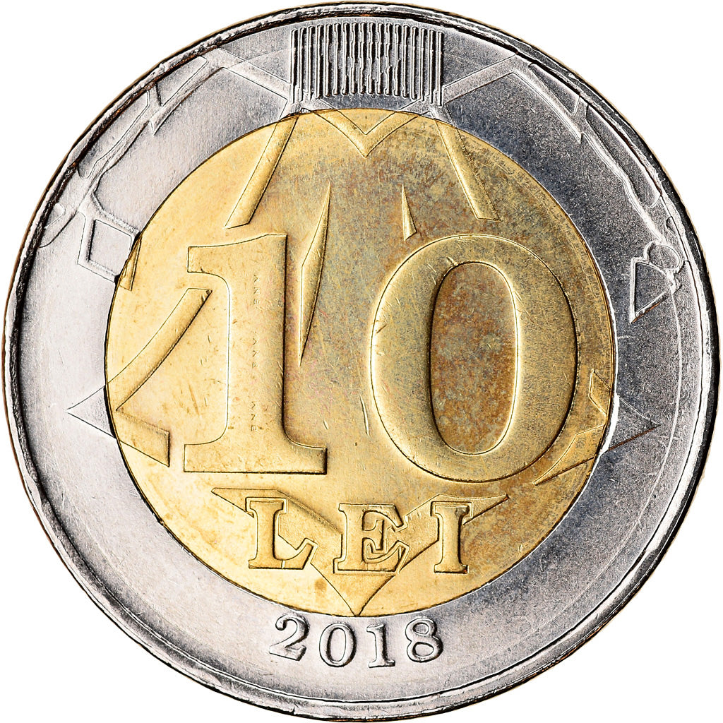 Moneta, Moldava, 10 Lei, 2018, SPL, Bi-metallico