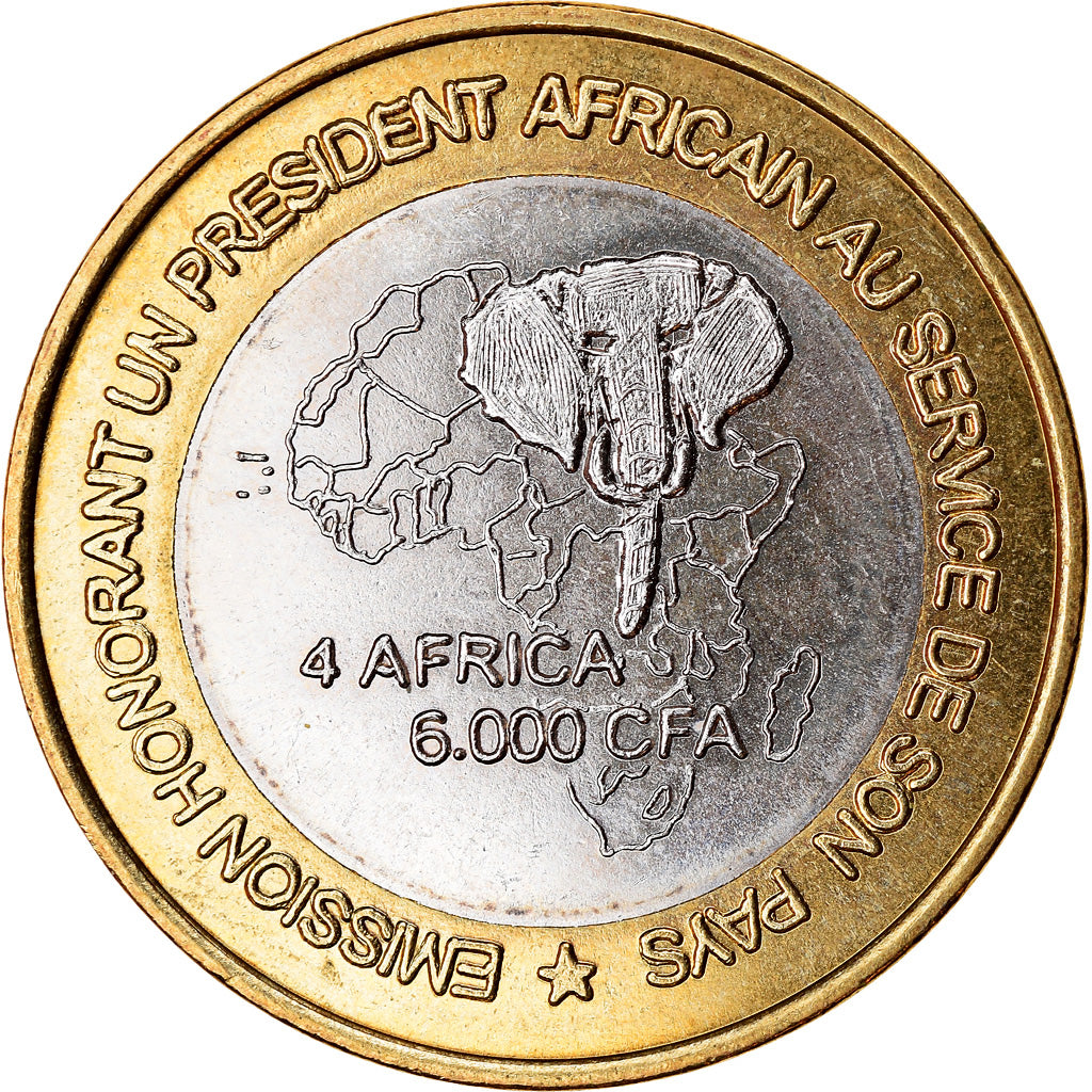 Monnaie, Guinea, 6000 CFA, 2003, Président Lansan Conté, SPL, Bi-Metallic