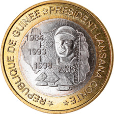 Coin, Guinea, 6000 CFA, 2003, Président Lansan Conté, MS(63), Bi-Metallic