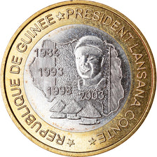 Coin, Guinea, 6000 CFA, 2003, Président Lansan Conté, MS(63), Bi-Metallic