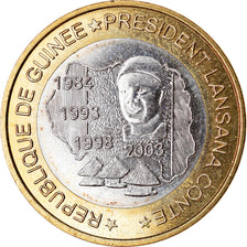 Münze, Guinea, 6000 CFA, 2003, Président Lansan Conté, UNZ, Bi-Metallic