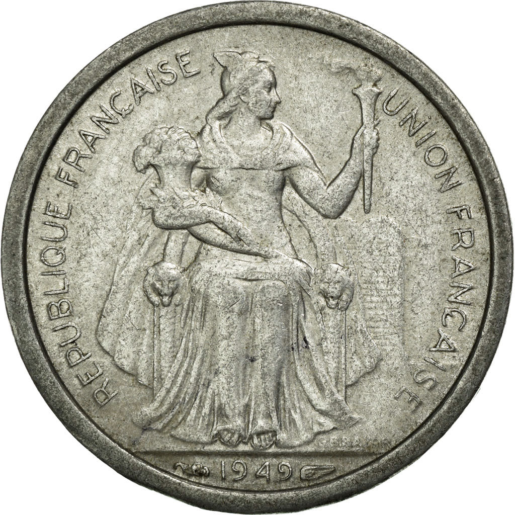 Coin, New Caledonia, Franc, 1949, Paris, EF(40-45), Aluminum, KM:2
