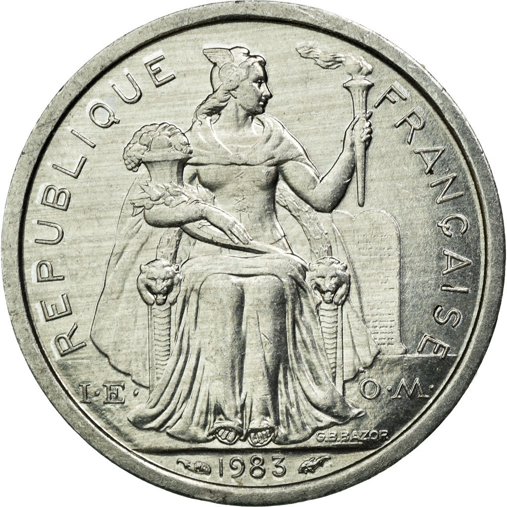 Coin, New Caledonia, Franc, 1983, Paris, AU(50-53), Aluminum, KM:10