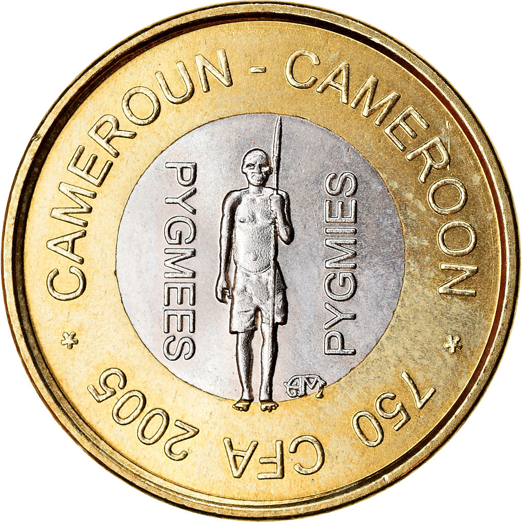 Moneta, Camerun, 750 CFA, 2005, Paris, Pygmées, SPL, Bi-metallico