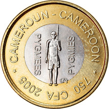 Moneta, Camerun, 750 CFA, 2005, Paris, Pygmées, SPL, Bi-metallico