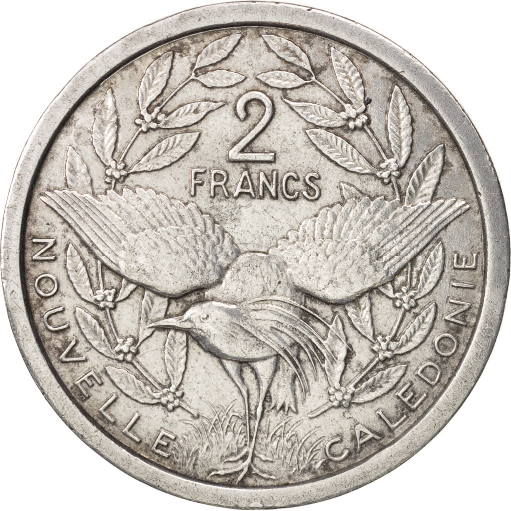 New Caledonia, 2 Francs, 1949, Paris, EF(40-45), Aluminum, KM:3