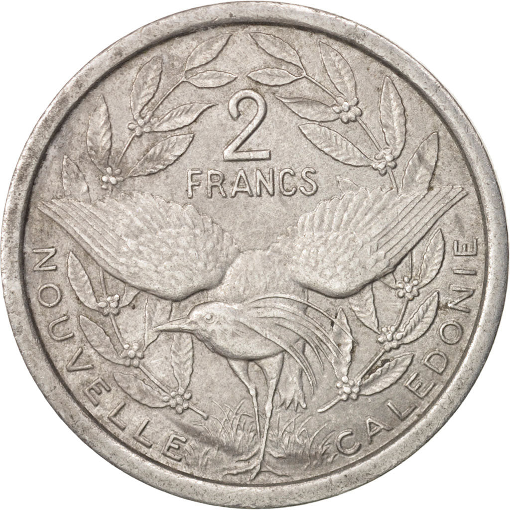 New Caledonia, 2 Francs, 1971, Paris, EF(40-45), Aluminum, KM:9