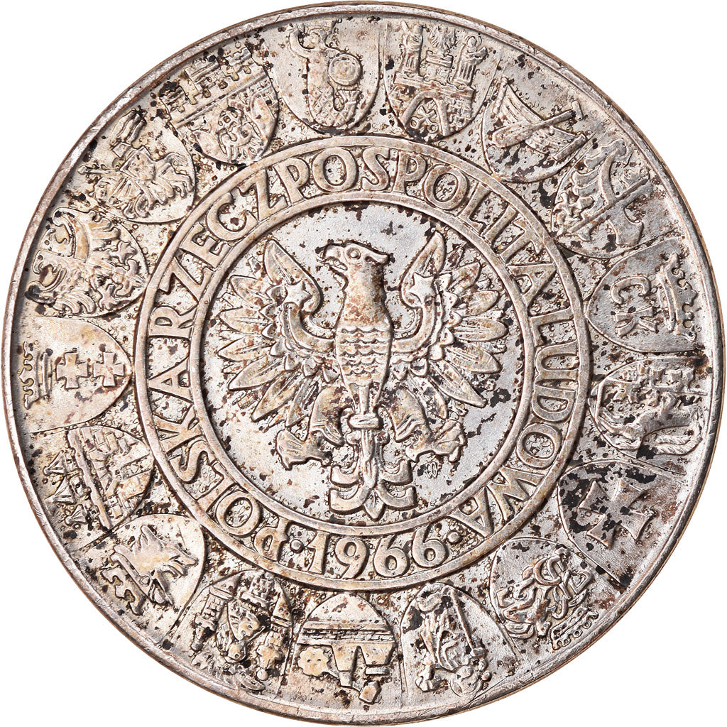 Coin, Poland, 100 Zlotych, 1966, Warsaw, EF(40-45), Silver, KM:57