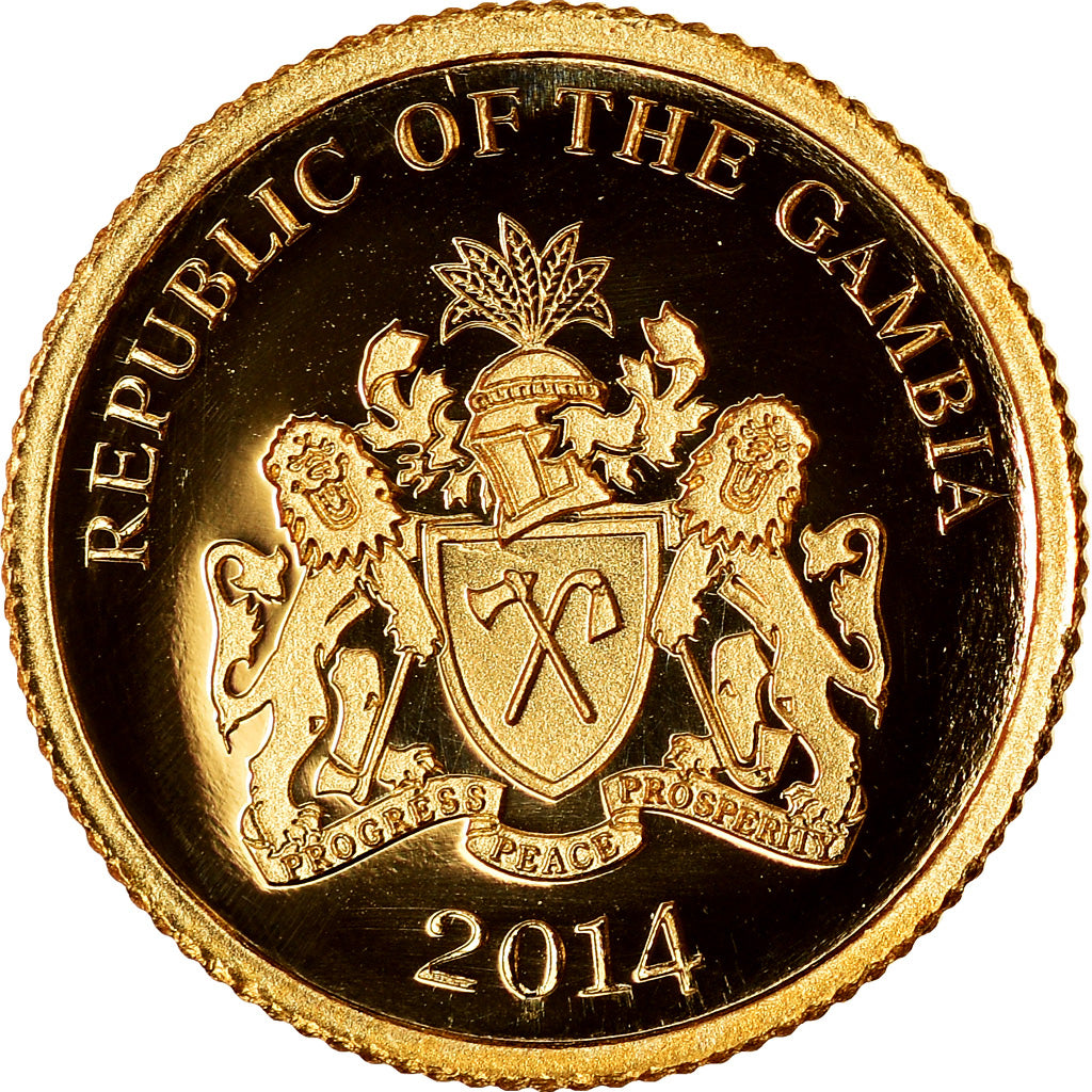 Coin, GAMBIA, THE, Nelson Mandela, 200 Dalasis, 2014, Proof, MS(65-70), Gold