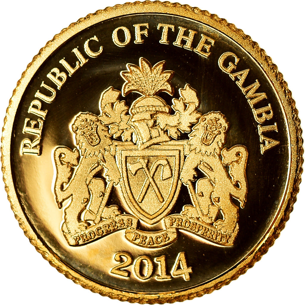 Coin, GAMBIA, THE, Albert Schweitzer, 200 Dalasis, 2014, Proof, MS(65-70), Gold