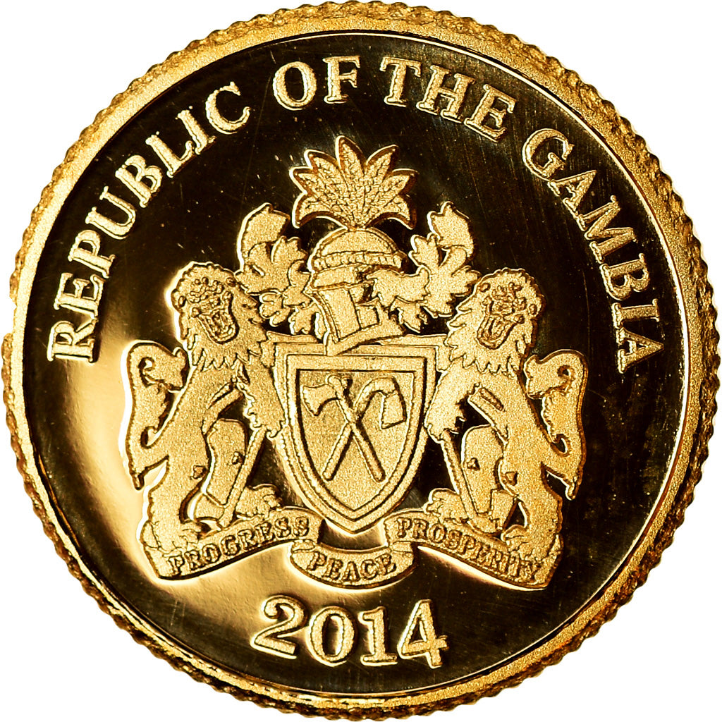 Coin, GAMBIA, THE, Mère Teresa, 200 Dalasis, 2014, Proof, MS(65-70), Gold