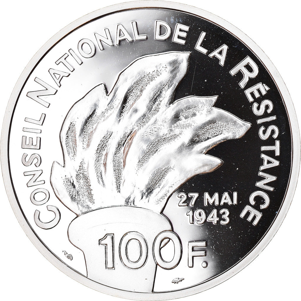 Coin, France, Jean Moulin, 100 Francs, 1993, BE, MS(65-70), Silver, KM:1023