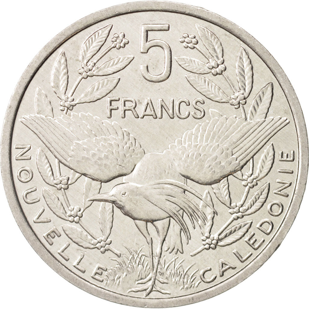 New Caledonia, 5 Francs, 1986, Paris, AU(55-58), Aluminum, KM:16