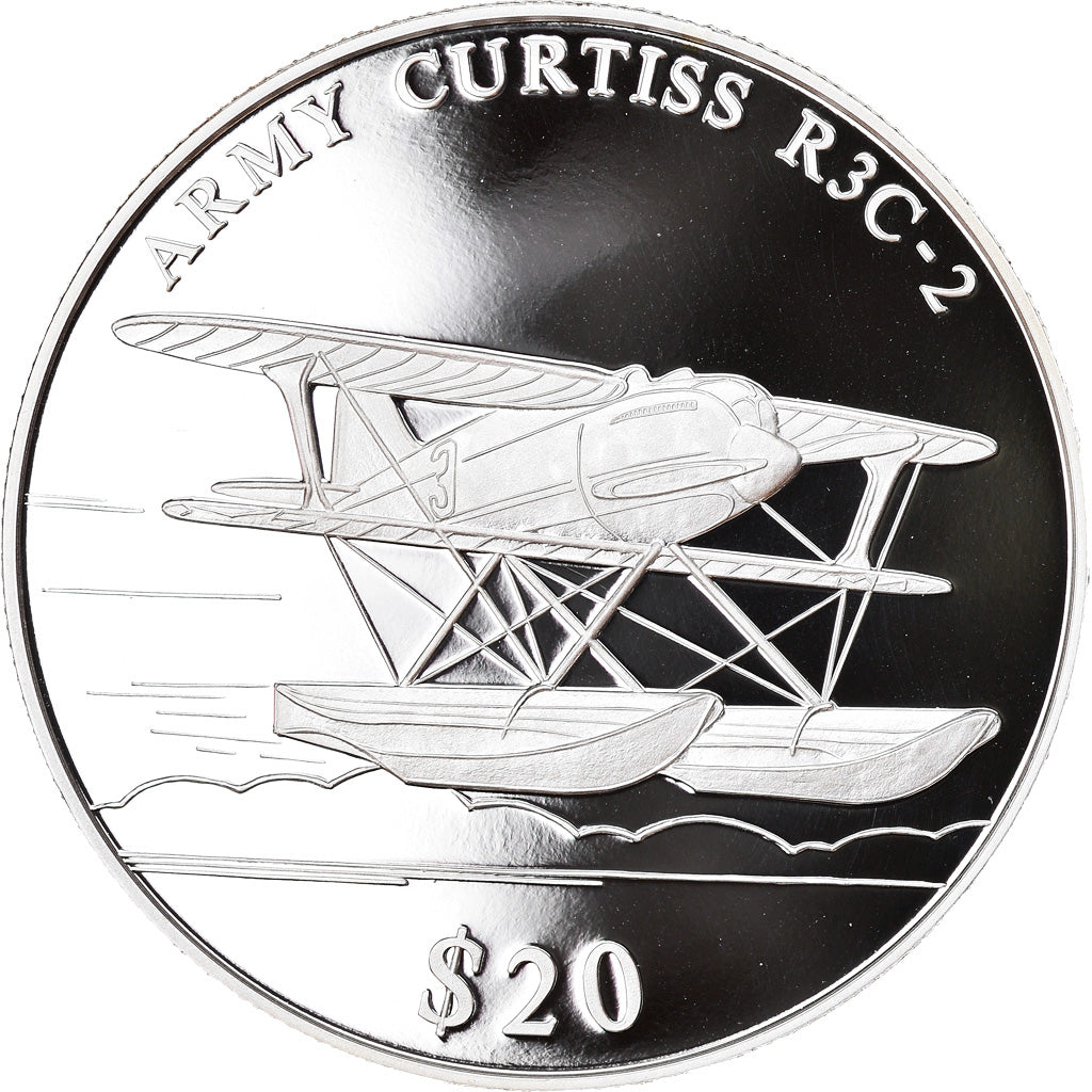 Coin, Liberia, Curtiss R3C-2, 20 Dollars, 2000, Proof, MS(65-70), Silver, KM:597