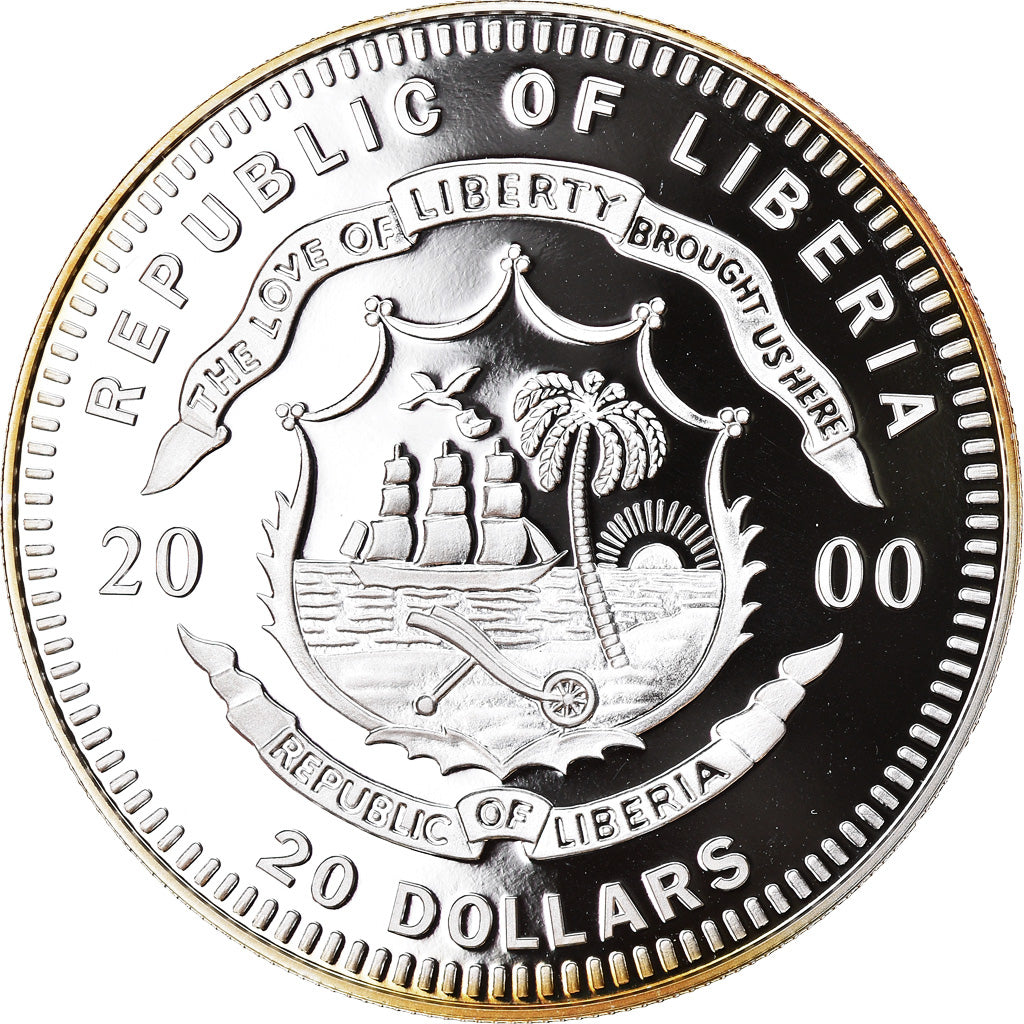 Coin, Liberia, Curtiss R3C-2, 20 Dollars, 2000, Proof, MS(65-70), Silver, KM:597