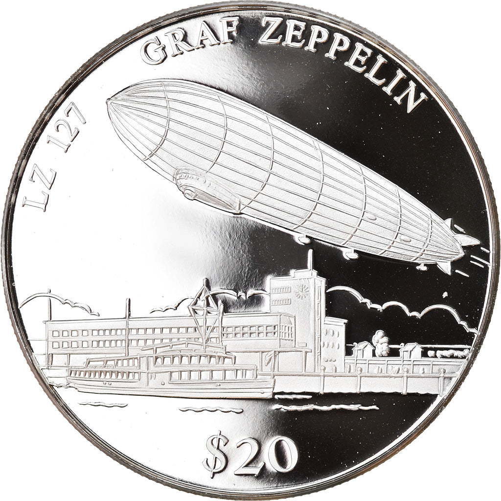 Moneta, Liberia, Graf Zeppelin, 20 Dollars, 2000, Proof, FDC, Argento, KM:649