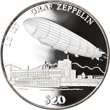 Moneta, Liberia, Graf Zeppelin, 20 Dollars, 2000, Proof, FDC, Argento, KM:649