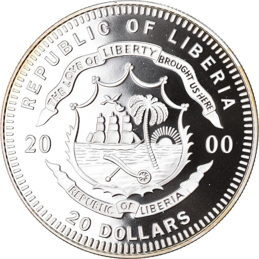 Moneta, Liberia, Graf Zeppelin, 20 Dollars, 2000, Proof, FDC, Argento, KM:649