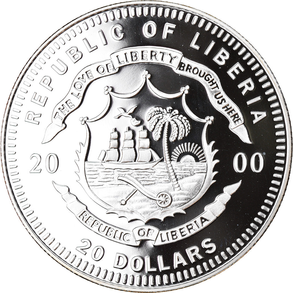 Coin, Liberia, H K - 1, 20 Dollars, 2000, Proof, MS(65-70), Silver