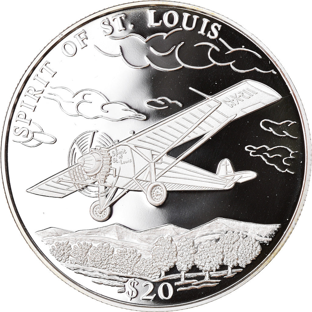 Coin, Liberia, Spirit of Saint Louis, 20 Dollars, 2000, Proof, MS(65-70), Silver