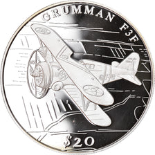 Coin, Liberia, Grumman F3F, 20 Dollars, 2000, Proof, MS(65-70), Silver