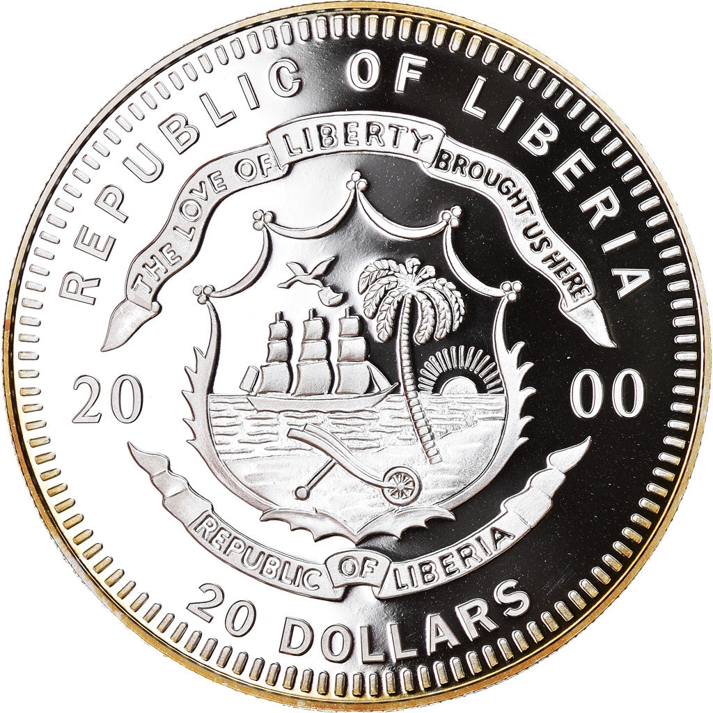 Coin, Liberia, Russkij Witiaz, 20 Dollars, 2000, Proof, MS(65-70), Silver