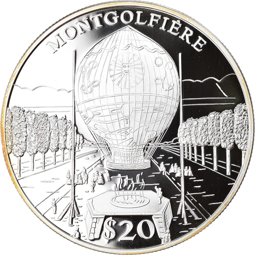 Moneta, Liberia, Montgolfière, 20 Dollars, 2000, Proof, FDC, Argento