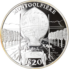 Moneta, Liberia, Montgolfière, 20 Dollars, 2000, Proof, FDC, Argento
