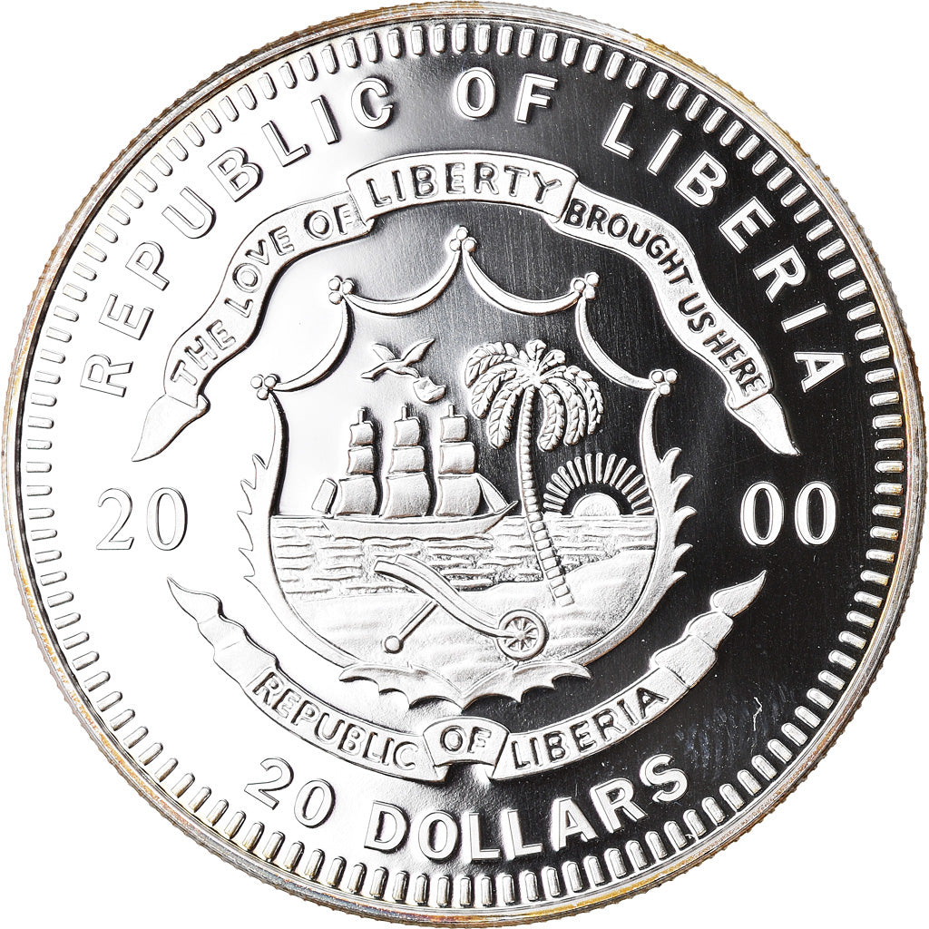 Moneta, Liberia, Montgolfière, 20 Dollars, 2000, Proof, FDC, Argento